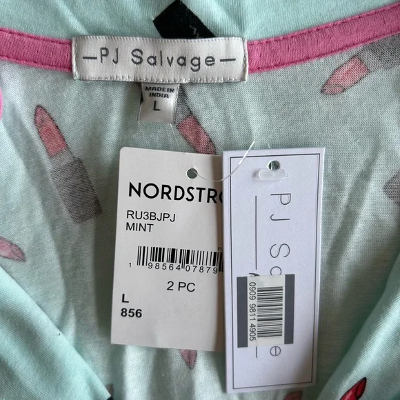 PJ Salvage Lipstick Long Sleeve Pajama Set in Mint NWT Size Large - Picture 4 of 6